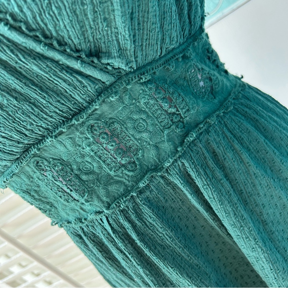 Altar'd State Forest Green Textured Ruffle Wrap Dress - Picture 14 of 14